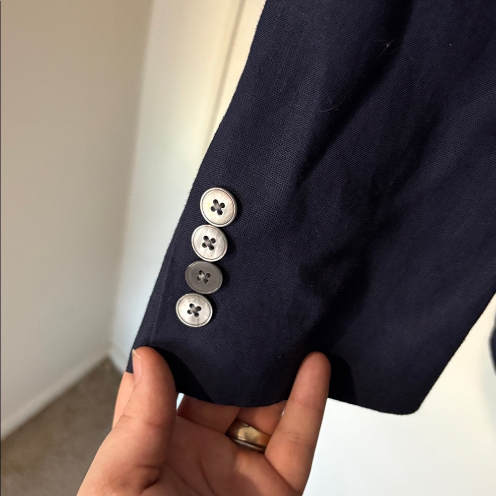 Lauren Ralph Lauren Dark Blue Blazer with Patterned Lining - Picture 4 of 6